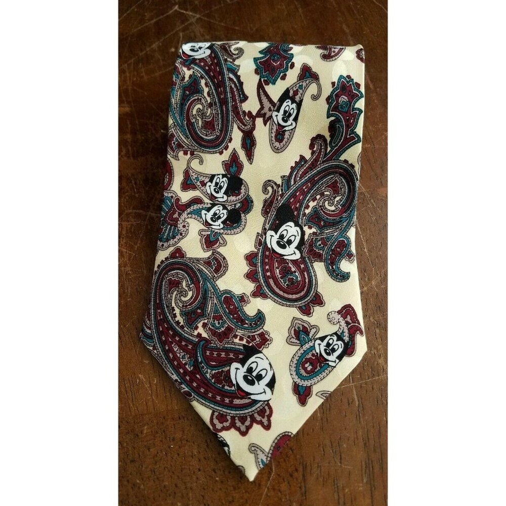 Disney Originals Walt Disney Micky Mouse Paisley Yellow Turquoise Maroon Necktie